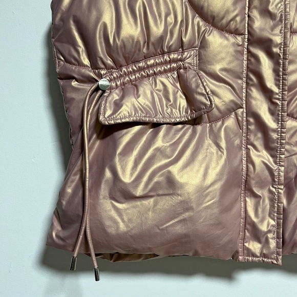 Metallic Rose Gold Puffer Vest – Women’s (Fits M/L) – Cinched Waist - Picture 3 of 9